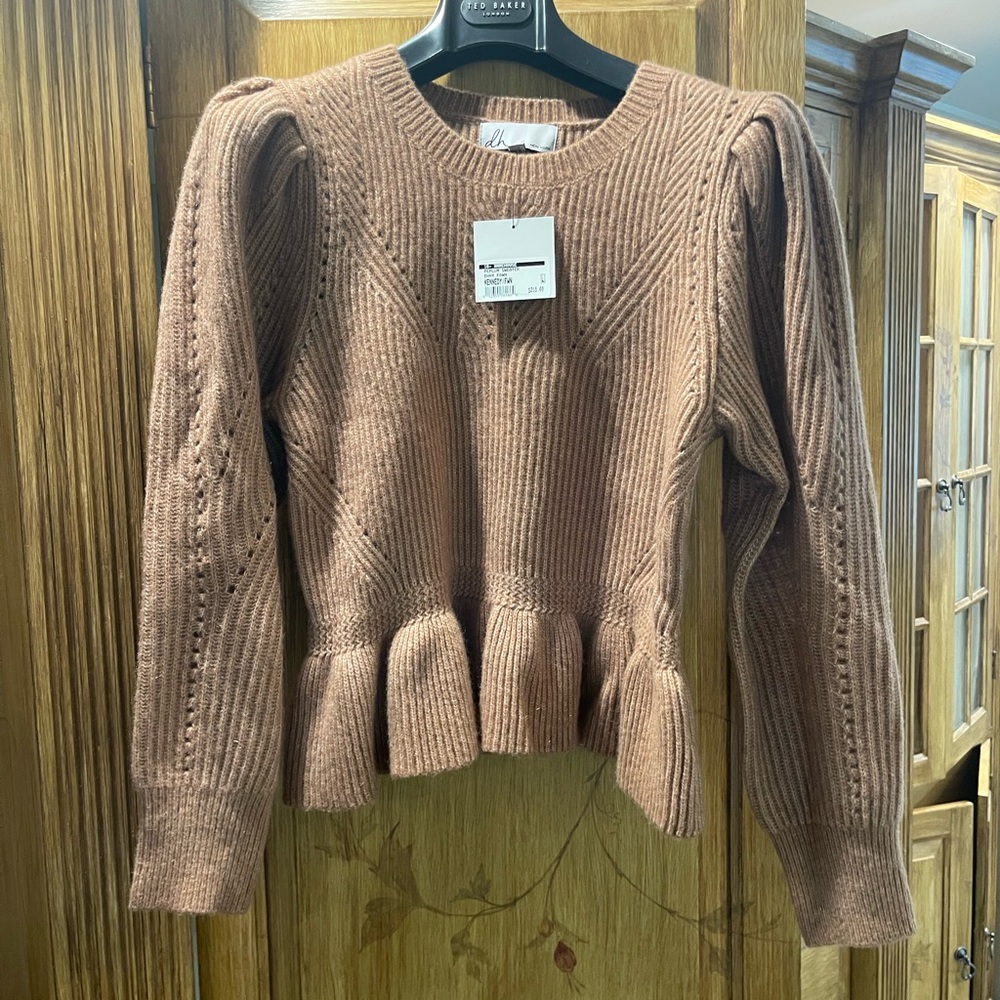 Chic Knit Peplum Sweater in Brown size L~ NWT